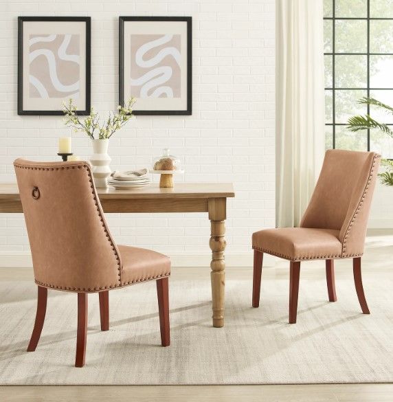 Powell® Auden 2-Piece Espresso/Tan Dining Side Chair Set-1