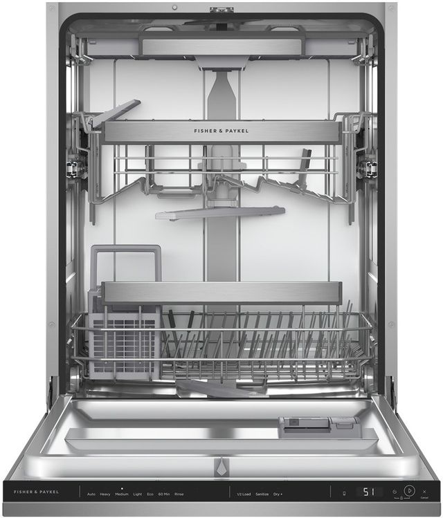 Fisher & Paykel Series 7 24" Stainless Steel Contemporary Tall Top Control Built-in Dishwasher-1
