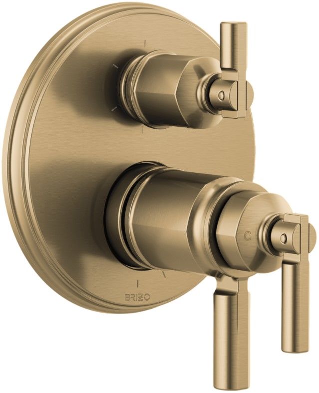 Brizo Invari® Brilliance® Luxe Gold® TempAssure® Thermostatic Valve With Integrated 6-Function Diverter Trim-0