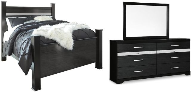 Signature Design by Ashley® Starberry 3-Piece Black King Poster Bed Set-0