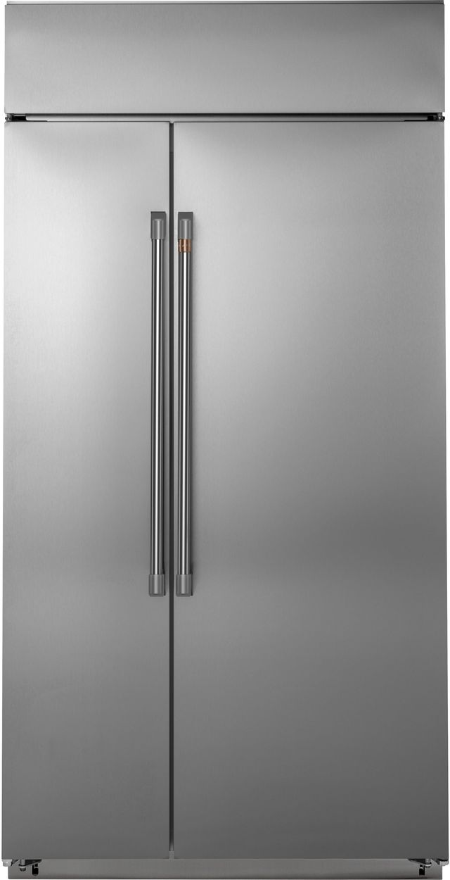 Clearance Café™ 42" 25.2 Cu. Ft. Stainless Steel Built-In Side-by-Side Refrigerator-0