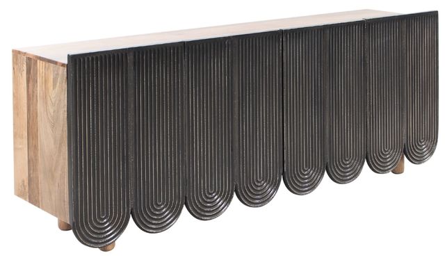 Home Trends & Design Jaipur Wave Matte Black/Natural Sideboard-0