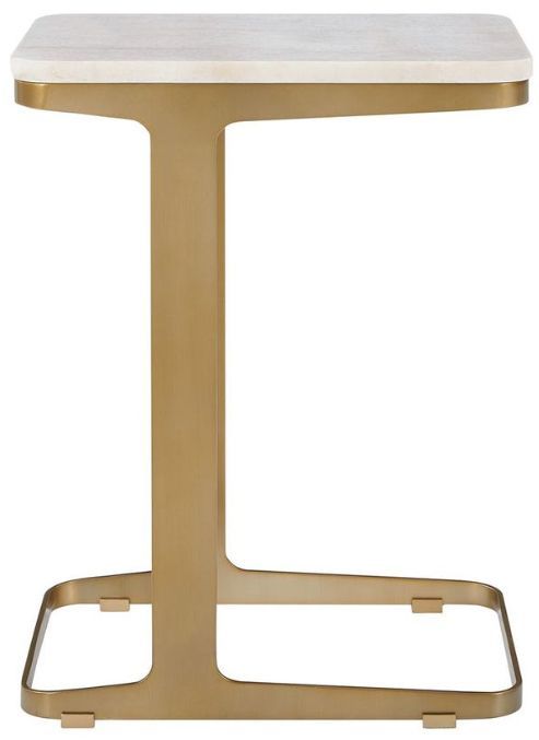 Uttermost® Tylan Brass/White Marble Accent Table-4