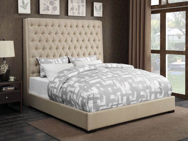 Coaster® Camille Cream Queen Upholstered Bed-1