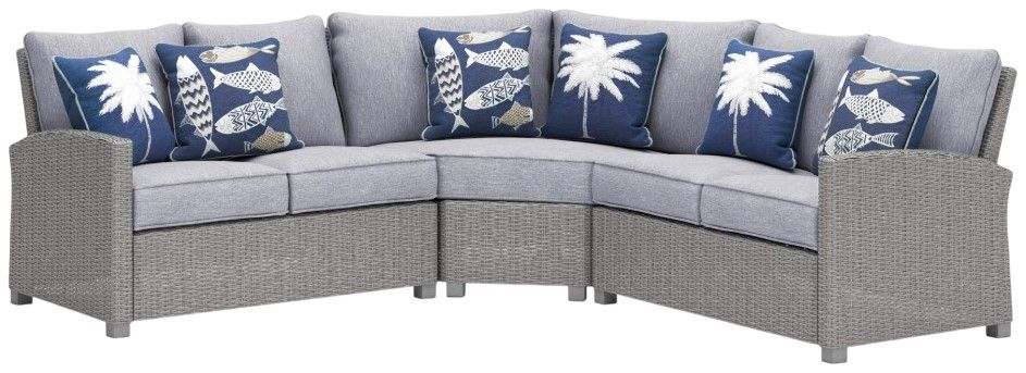 Signature Design by Ashley® Naples Beach 3-Piece Gray Wicker Outdoor Sectional