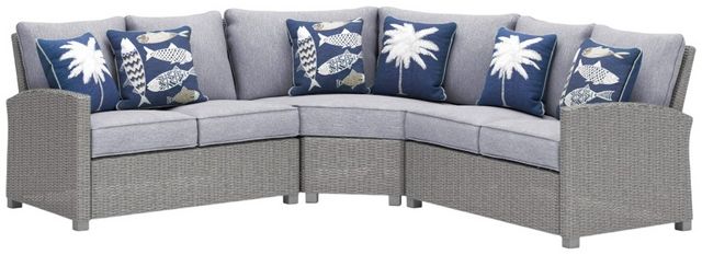 Signature Design by Ashley® Naples Beach 3-Piece Gray Wicker Outdoor Sectional-0
