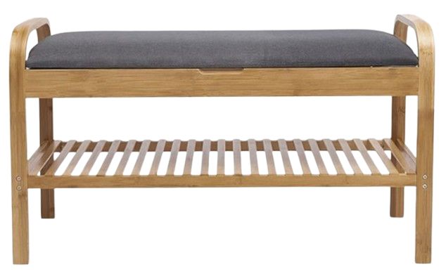 Furniture of America® Skipper Gray/Natural Shoe Storage Bench-0