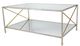 Zeugma Imports Glass Top Rectangular Coffee Table with Silver Frame -1