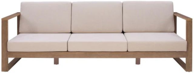 Linon Brinley Beige/Natural Brown Eucalyptus/Fabric Outdoor 3-Seater Sofa-3