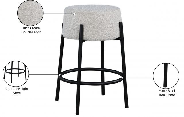 Meridian Furniture Avalon Cream/Matte Black Bar Stool-3
