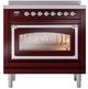 Ilve® Nostalgie II Noblesse 36'' Burgundy Pro Style Induction Range with Chrome Trim-1