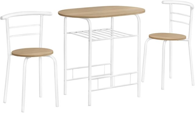 Monarch Specialties Inc. 3-Piece Natural/White Dining Set