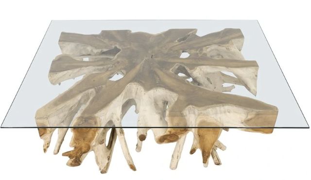YHD Genesis Glass Top Coffee Table with Brown Base-0