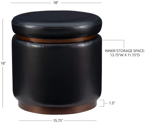 Linon Sunny Black Storage Ottoman-2