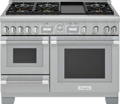 Thermador® Pro Grand® 48" Stainless Steel Pro Style Slide In Dual Fuel Natural Gas Range