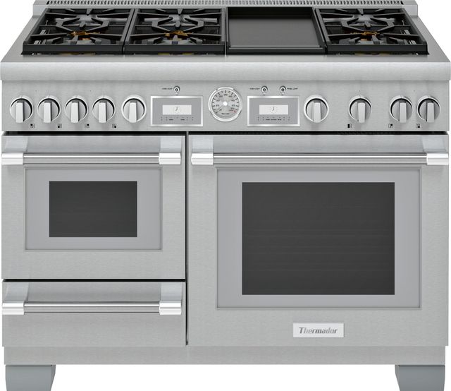 Thermador® Pro Grand® 48" Stainless Steel Pro Style Slide In Dual Fuel Natural Gas Range