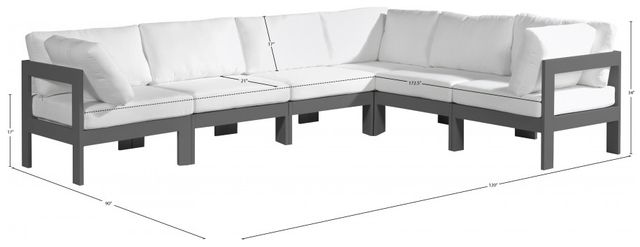 Meridian Furniture Nizuc 6-Piece Dark Gray/White Aluminum/Fabric 120" Outdoor Patio Modular Sectional-2