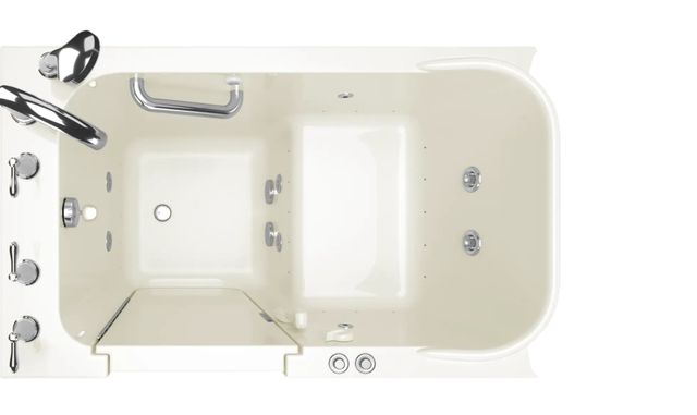 American Standard Gelcoat Value Series Linen 28" x 48" Walk-In Bathtub with Combination Air Spa and Whirlpool Systems - Left-Hand Door and Drain-1