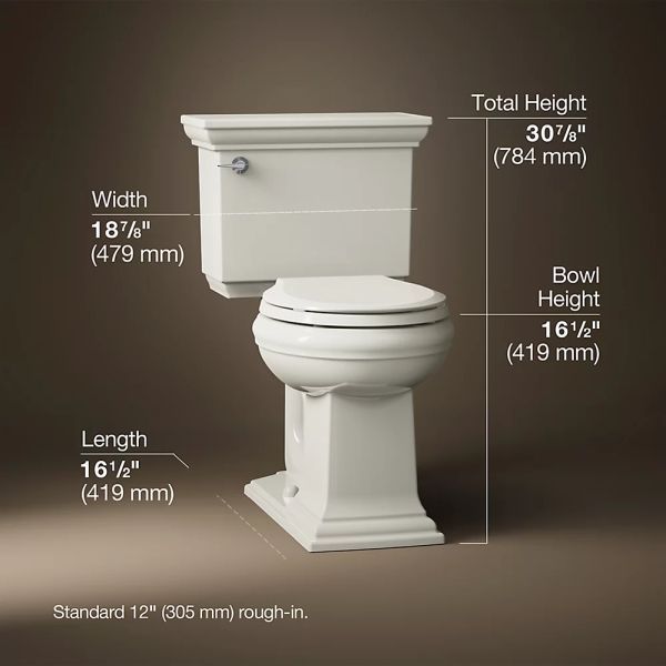 KOHLER® Memoirs® Stately Biscuit 2-Piece Round-Front Toilet, 1.28 Gpf-4