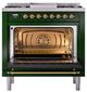Ilve® Nostalgie II Noblesse 36'' Emerald Green Pro Style Dual Fuel Range with Brass Trim-1