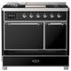 Ilve® Majestic III 40" Glossy Black Pro Style Dual Fuel Natural Gas Range with Solid Door and Chrome Trim-2