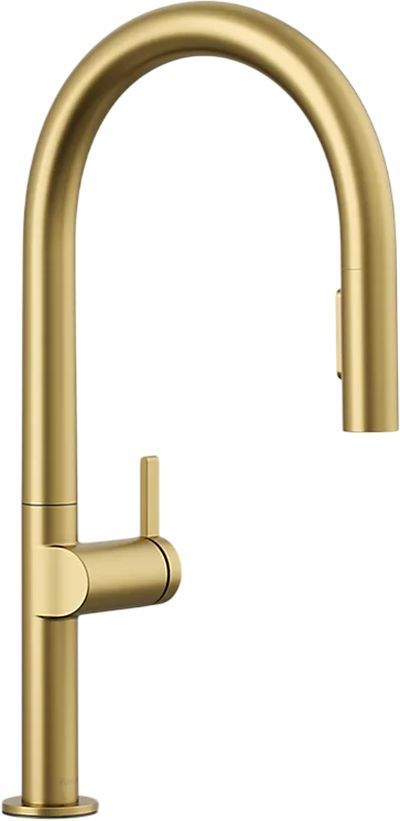 KOHLER® Components® Vibrant Brushed Moderne Brass Pull-Down Kitchen Sink Faucet with 2-Function Sprayhead-0