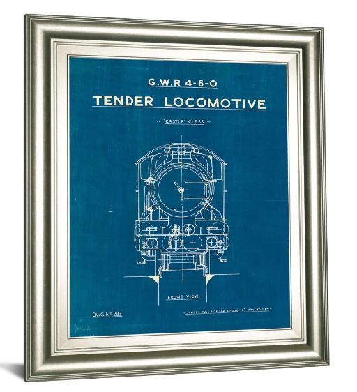 Classy Art Locomotive Blueprint II by Wild Apple Portfolio Wall Art-1