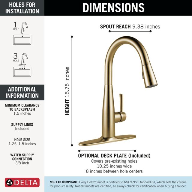 Delta Essa® Champagne Bronze Single Handle Pull-Down Kitchen Faucet-2