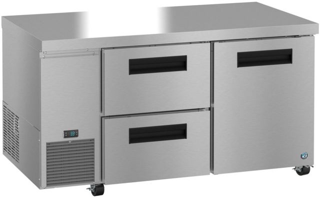 Hoshizaki Steelheart® 60" 17.22 Cu. Ft. Stainless Steel Two Section Undercounter Side Mount Refrigerator with Drawer/Door Combo-1