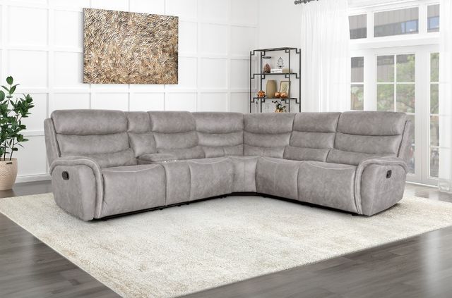 New Classic® Home Furnishings Kamari Gray 3-Piece L-Shape Manual Reclining Sectional-1