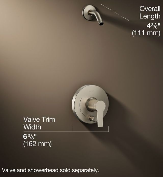 KOHLER® Pitch® Rite-Temp® Vibrant Brushed Nickel Shower Trim Kit with Push-Button Diverter, Less Showerhead-2