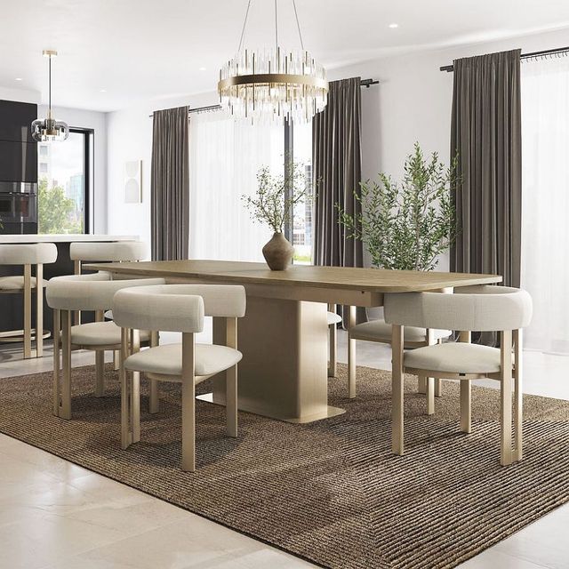 Amisco Customizable Lucarelli 96" Rectangular Extendable Table with 1" Thermo Fused Laminate Top, Radius Corners and 1 Leaf-4
