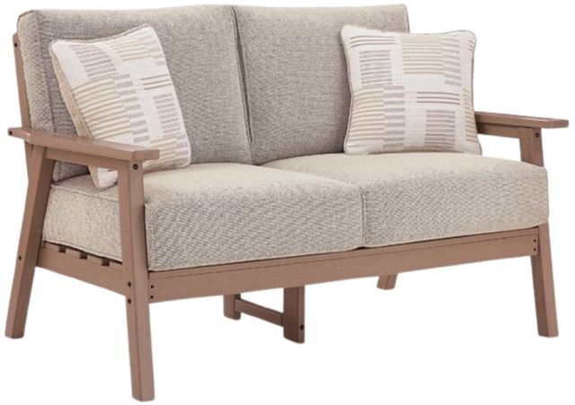 Signature Design by Ashley® Grover Beach Beige/Driftwood Fabric/Plastic Outdoor Loveseat-0