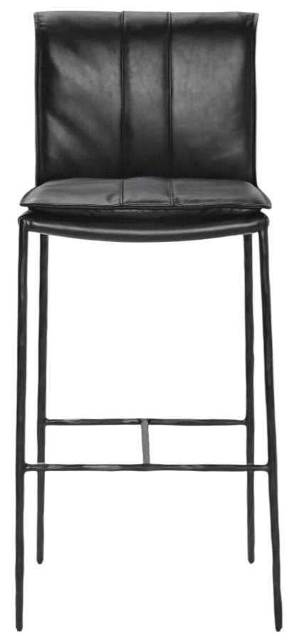 Classic Home Mayer Black/Jet Black 30" Leather Bar Stool-2