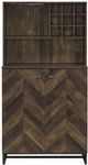 Coaster® Mendoza Rustic Oak Herringbone/Gunmetal 2-Door Wine Cabinet-2
