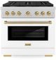 ZLINE Autograph Edition 36" Satin Stainless Steel Pro Style Gas Range with White Matte Door-0