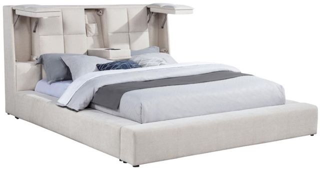 Coaster® Dreux Cream Eastern King Upholstered Platform Panel Bed-1