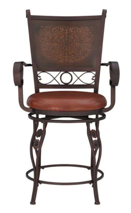 Powell® Beatrix Bronze/Rust Big And Tall Armed Counter Stool-3