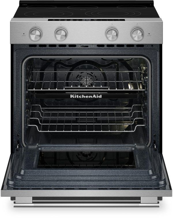 KitchenAid® 30" PrintShield™ Stainless Steel Slide-In Electric Range with Two Even-Heat™ Hyper Elements and Convection Cooking Modes-4