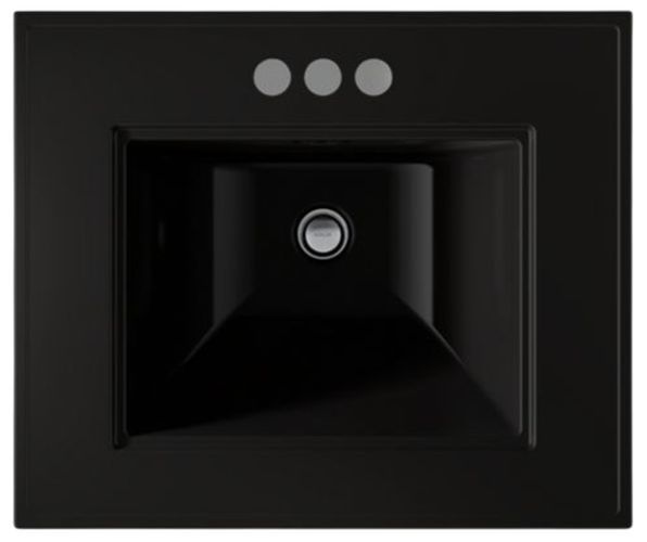 Kohler Memoirs® Stately Black 25" Centerset Rectangular Pedestal Bathroom Sink-4