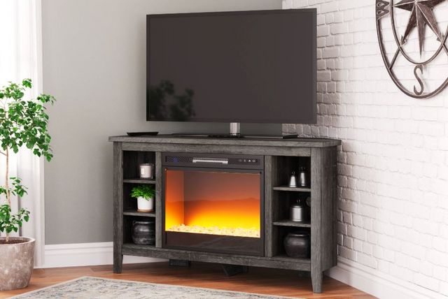 Signature Design by Ashley® Arlenbry Gray Corner TV Stand with Electric Fireplace-2