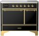 Ilve® Majestic III 40" Glossy Black Pro Style Induction Range with Solid Door and Brass Trim-0