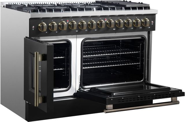 FORNO® Galiano Alta Qualita 48" Black Pro Style Dual Fuel Range -4