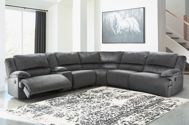 Signature Design by Ashley® Clonmel 6-Piece Charcoal Manual Reclining Curved Sectional-1