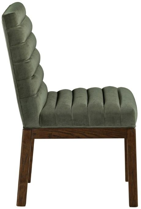 Meridian Furniture Evelyn Green/Walnut Velvet Upholstered Side Chair-2