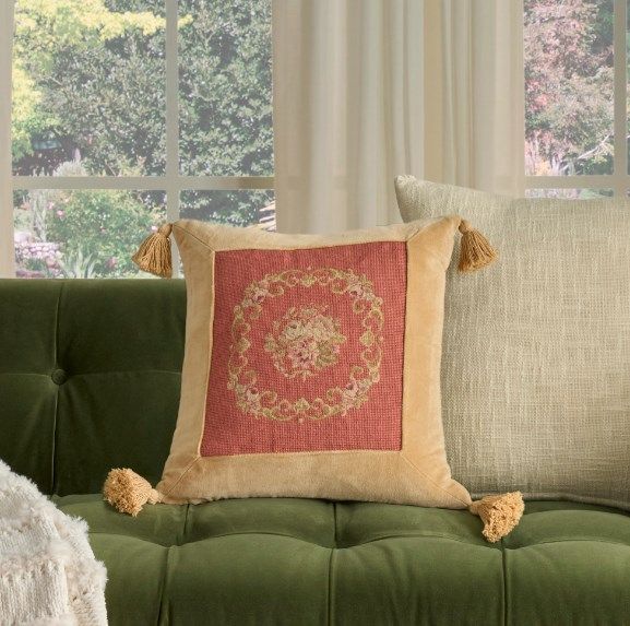 Nourison Home™ Mina Victory Vintage Pillow Coral 18"x18" Throw Pillow-3