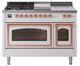 Ilve® Nostalgie II Noblesse 48'' White Pro Style Dual Fuel Range with Copper Trim-0