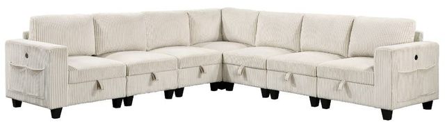 Homelegance® Walterboro 7-Piece Beige Modular Sectional with Storage and Reclining Back Rest-0