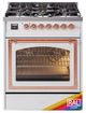 Ilve® Nostalgie II Noblesse 30" Custom RAL Color Pro Style Dual Fuel Range with Copper Trim-0