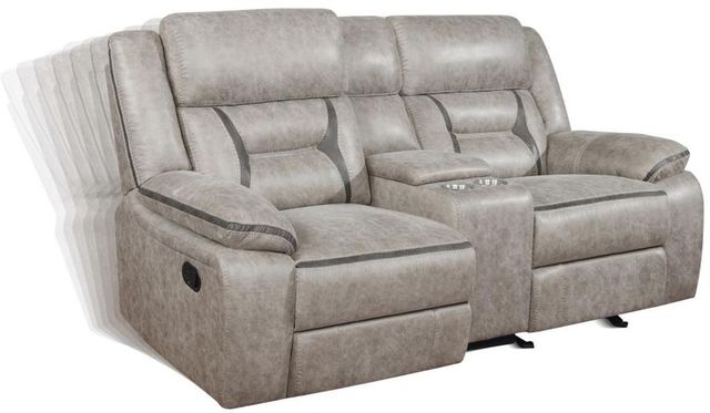 Coaster® Greer Taupe Reclining Upholstered Tufted Back Glider Loveseat-1